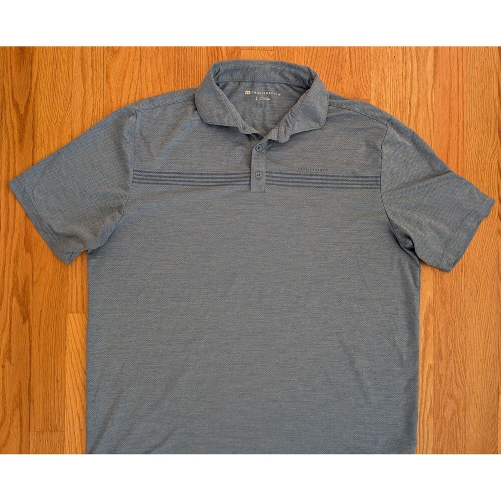 Travis Mathew Heater Pro Polo Shirt Men's Heather Blue Large Geneva National